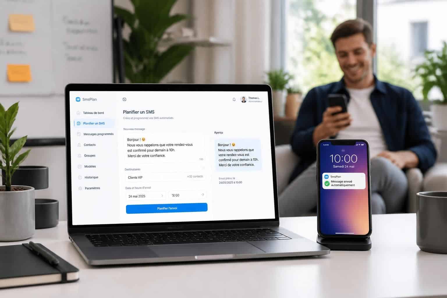 découvrez sms planner, l'outil idéal pour planifier et automatiser l'envoi de vos messages en toute simplicité. gagnez du temps et améliorez votre communication grâce à une gestion facile et efficace.